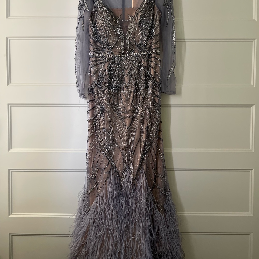 Terani Couture Long Sleeve Beaded Formal Dress - Picture 1 of 8